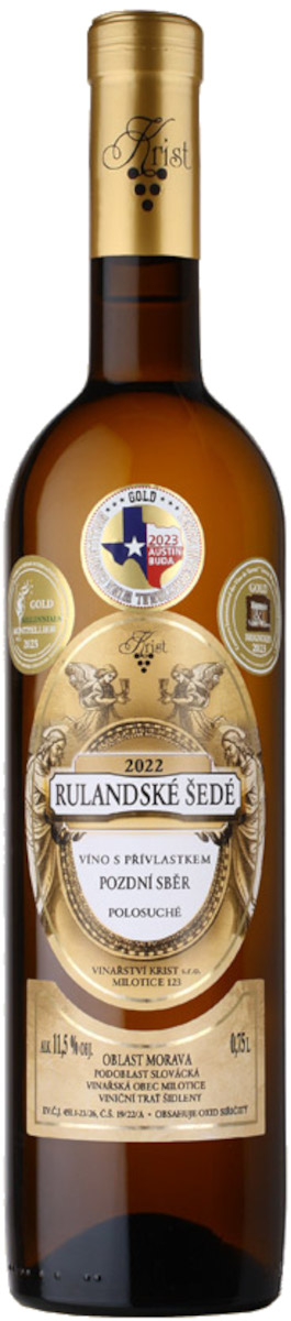 Rulandské šedé 2022, pozdní sběr, Vinařství Krist